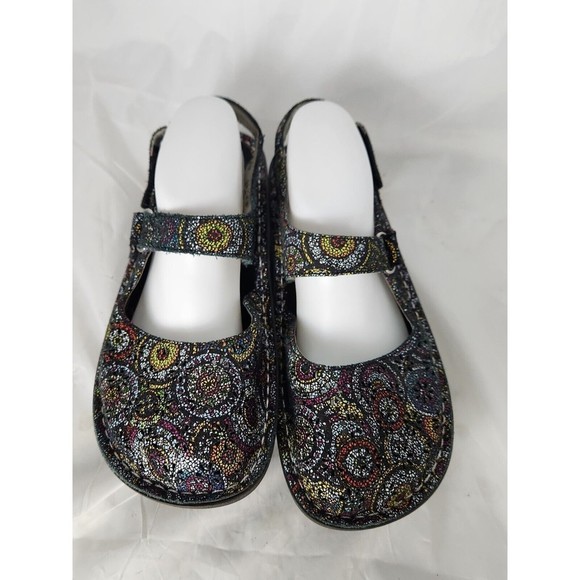 Alegria Jemma Leather Mary Jane Multicolor  laser Cut Out Clogs Shoes EU 37‎ - Picture 3 of 11